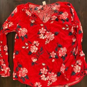 Red Floral Old Navy Blouse